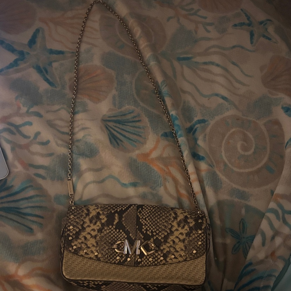 Michael Kors Tan Snake Print Crossbody Bag